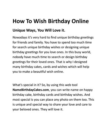 How To Wish Birthday To Someone Special By Namebday - Issuu